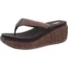 Volatile Island Womens Thong Slides Wedge Sandals In Brown Raffia Fabric