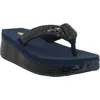 Volatile 'mini Croco' Wedge Sandal In Navy