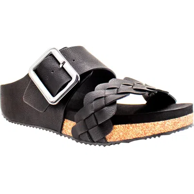 Volatile Morel Two-strap Wedge Sandal In Black