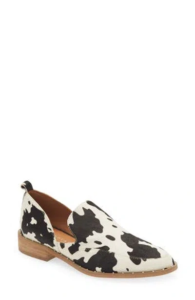 Volatile Very  Valegro Genuine Calf Hair Loafer In Black White Cow