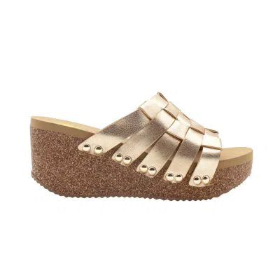 Volatile Women's Enoki Woven Slide Wedge In Gold