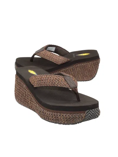 VOLATILE WOMEN'S ISLAND SANDAL IN BROWN RAFFIA