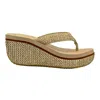 Volatile Women's Island Wedge Thong In Natural Raffia In Brown