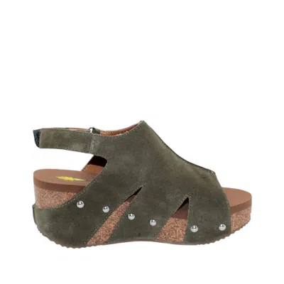 Volatile Women's Montpelier Suede Wedge Sandal In Olive In Green