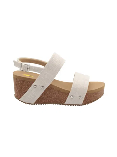 Volatile Women's Summer Love Linen Strap Wedge Sandal In Bone Linen In Multi