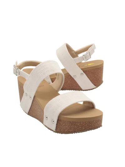 Volatile Women's Summerlove Linen Strap Wedge Sandal In Bone Linen