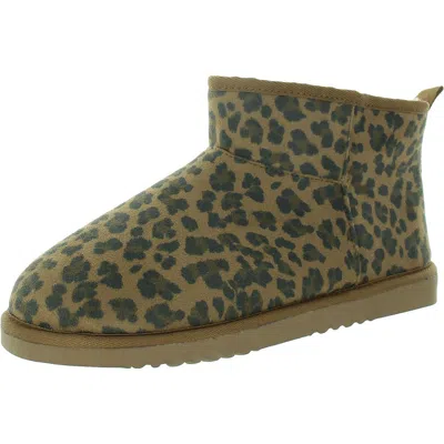 Volatile Womens Animal Print Faux Suede Shearling Boots In Multi