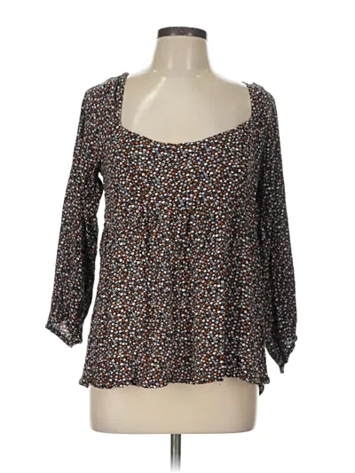 Pre-owned Volcom 3/4 Sleeve Blouse In Brown