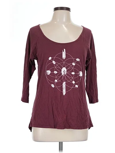 Pre-owned Volcom 3/4 Sleeve T-shirt In Burgundy