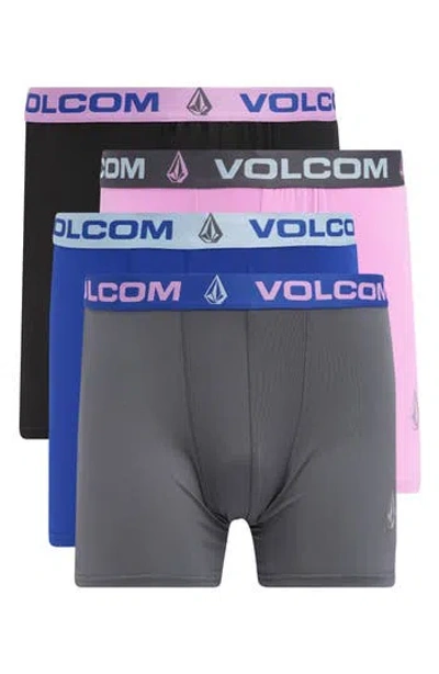 Volcom 4-pack Boxer Briefs In Black/pink/grey