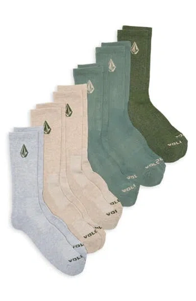 Volcom 6-pack Athletic Crew Socks In Multi