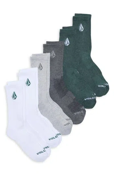 Volcom 6-pack Athletic Crew Socks In Gray