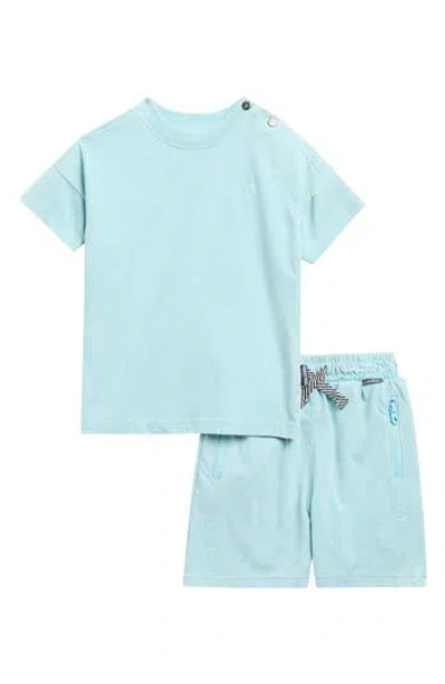 Volcom Babies'  Acid Wash T-shirt & Shorts Set In Blue