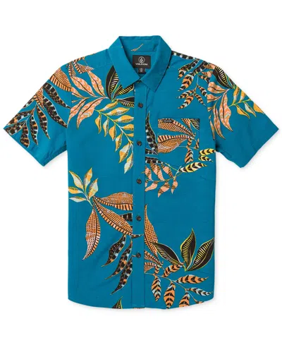 Volcom Kids' Paradiso Floral Short Sleeve Button-up Shirt In Oct