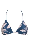 Volcom Bloom Halter Bikini Top In Harbor Blue In Blue