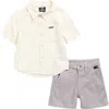 Volcom Button Front Shirt & Chino Shorts Set In Brown