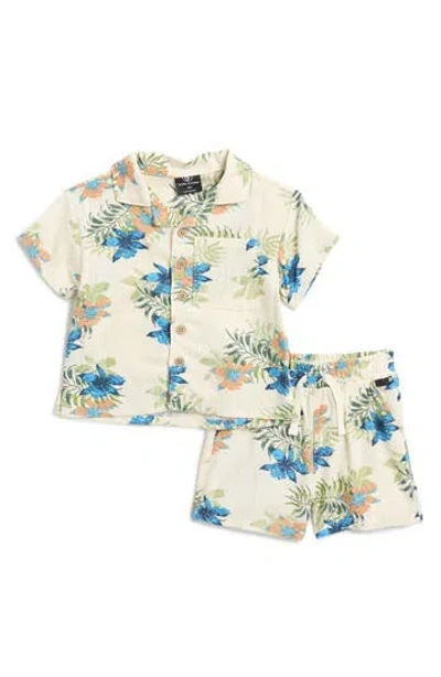 Volcom Babies'  Cabana Button-up Shirt & Shorts Set In Off White
