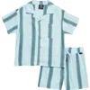 Volcom Kids' Cabana Camp Shirt & Shorts Set In Blue
