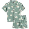 Volcom Kids' Cabana Camp Shirt & Shorts Set In Light Sage