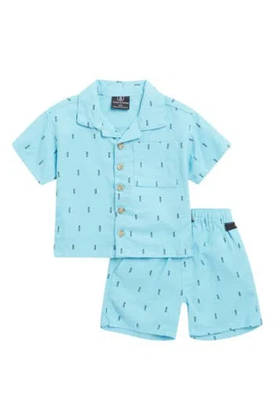 Volcom Babies'  Cabana Woven Shirt & Shorts Set In Mineral Blue
