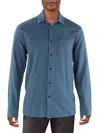 Volcom Caden Mens Classic Fit Long Sleeve Button-down Shirt In Blue