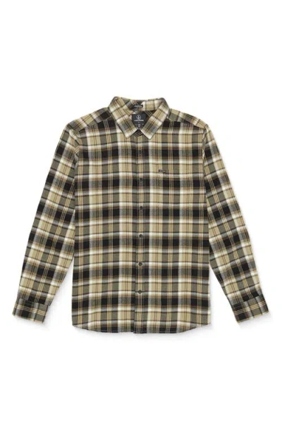 Volcom Caden Plaid Button-up Shirt In Khaki