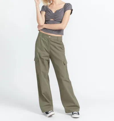 Volcom Cargstone Wide Leg Pant In Army Green
