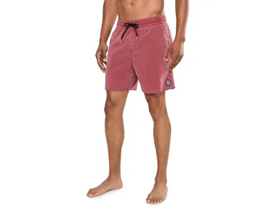 Volcom Center 17 Trunks Men's Swimwear Apple Butter: Md (32-33" Waist) In Pink