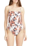 VOLCOM VOLCOM CHECK MATE CINCHED TIES ONE-PIECE SWIMSUIT