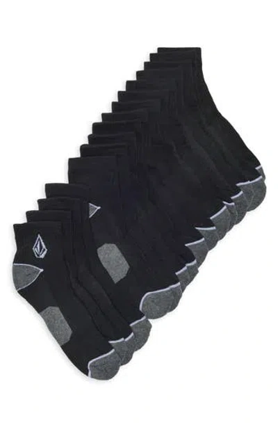 Volcom Colorblock Sole 8-pack Athletic Socks In Black