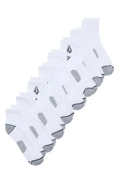 Volcom Colorblock Sole 8-pack Athletic Socks In White