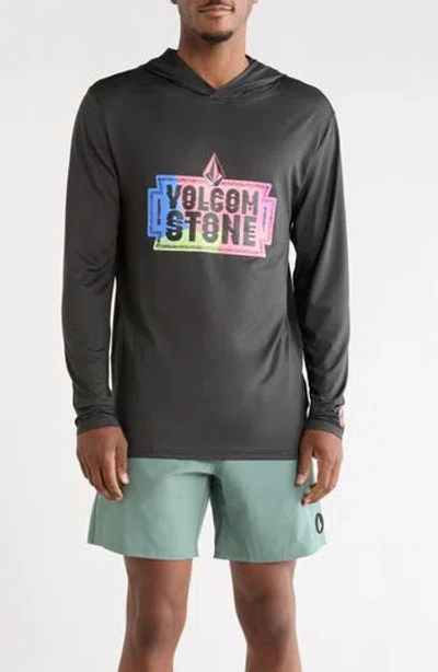 Volcom Crawdad Hooded Swim Shirt In Black