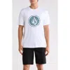 Volcom Crawdad Warp Stripe Graphic T-shirt In White