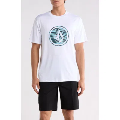 Volcom Crawdad Warp Stripe Graphic T-shirt In White