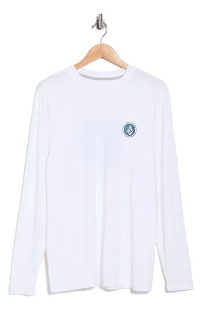 Volcom Crawdad Warp Stripe Long Sleeve Graphic T-shirt In White
