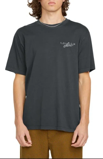 Volcom Daily Jam Embroidered Cotton Graphic T-shirt In Stealth