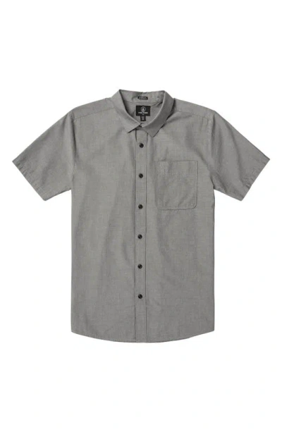 Volcom Date Knight Short Sleeve Button-up Shirt In Grey