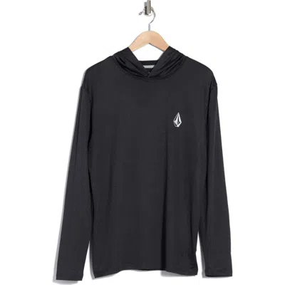 Volcom Deathly Stones Hooded Sun Shirt In Black