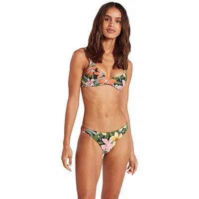 Volcom Dot The Island Bikini Top Women's Multicolor Tropical Swimwear Jdm2395 In Green