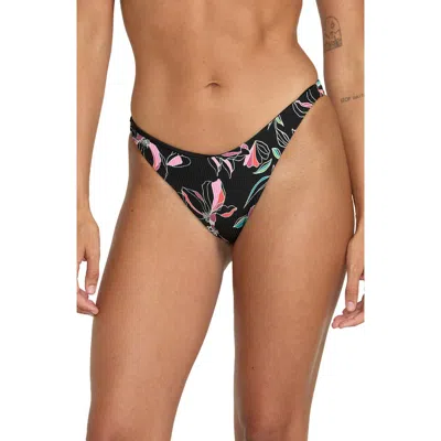 Volcom Dream In Bloom Rib Bikini Bottoms In Black