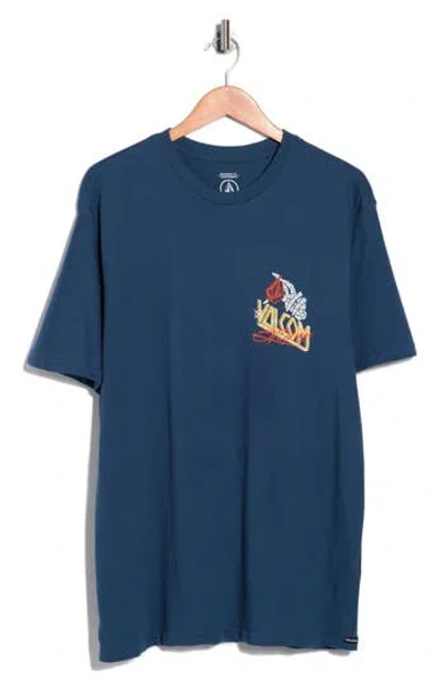 Volcom Dropped This Cotton Graphic T-shirt In Blue