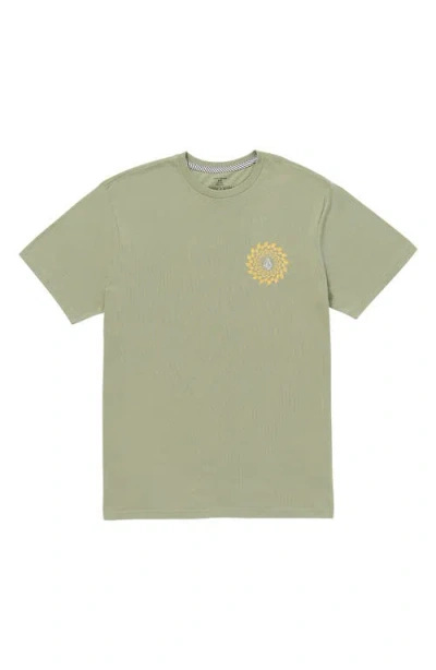 Volcom Easy Orbit Organic Cotton T-shirt In Green Tea