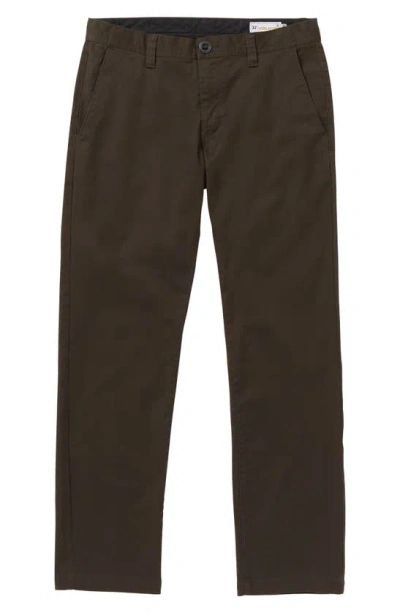 Volcom Frickin Modern Stretch Trousers In Dark Brown