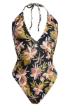 Volcom Fronds Forever One-piece Swimsuit In Black Multi