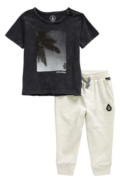 Volcom Babies' Graphic T-shirt & Joggers Set In Washed Black