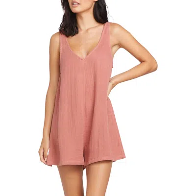Volcom Hang Loose Cotton Cover-up Romper In Mauve Rose