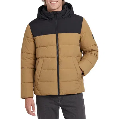 Volcom Heavy Puffer Jacket In Dull Gold