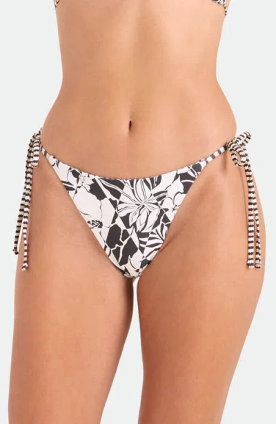 Volcom Hibiscus Diamond Side Tie Bikini Bottoms In Multi