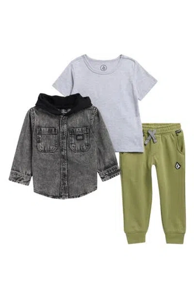 VOLCOM VOLCOM HOODED SHACKET, T-SHIRT & JOGGERS SET