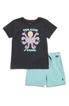 Volcom Kids' Logo Cotton Jersey T-shirt & Hybrid Shorts Set In Black